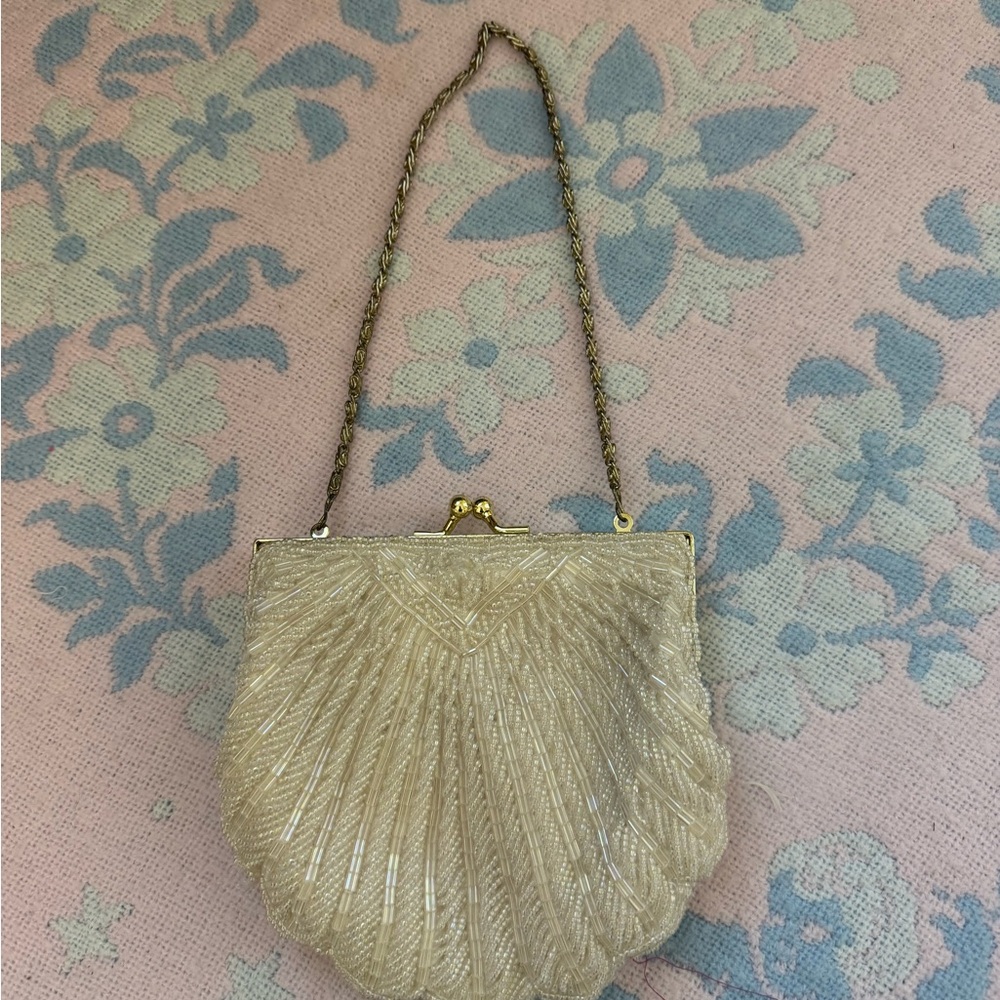 VTG La Regale Elegant Cream Beaded Clutch - Picture 5 of 10